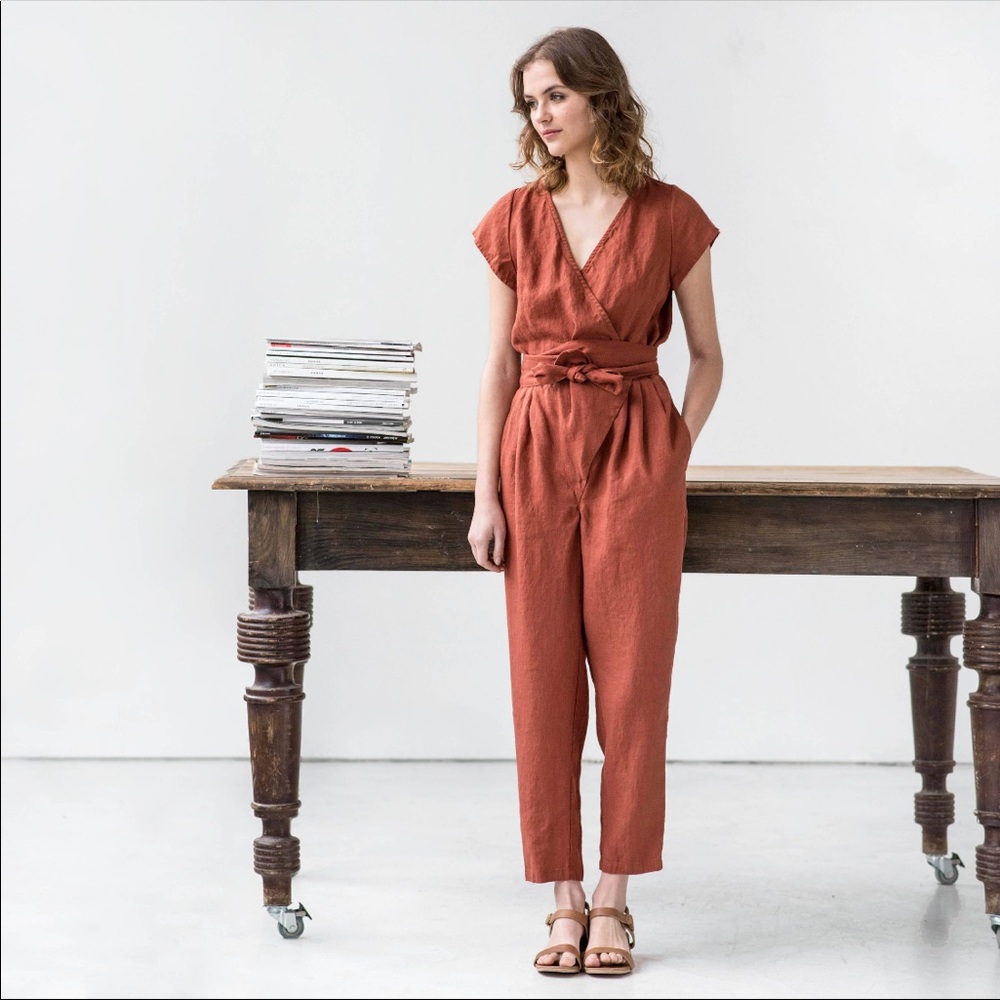 NPL Wrap Jumpsuit in Redwood